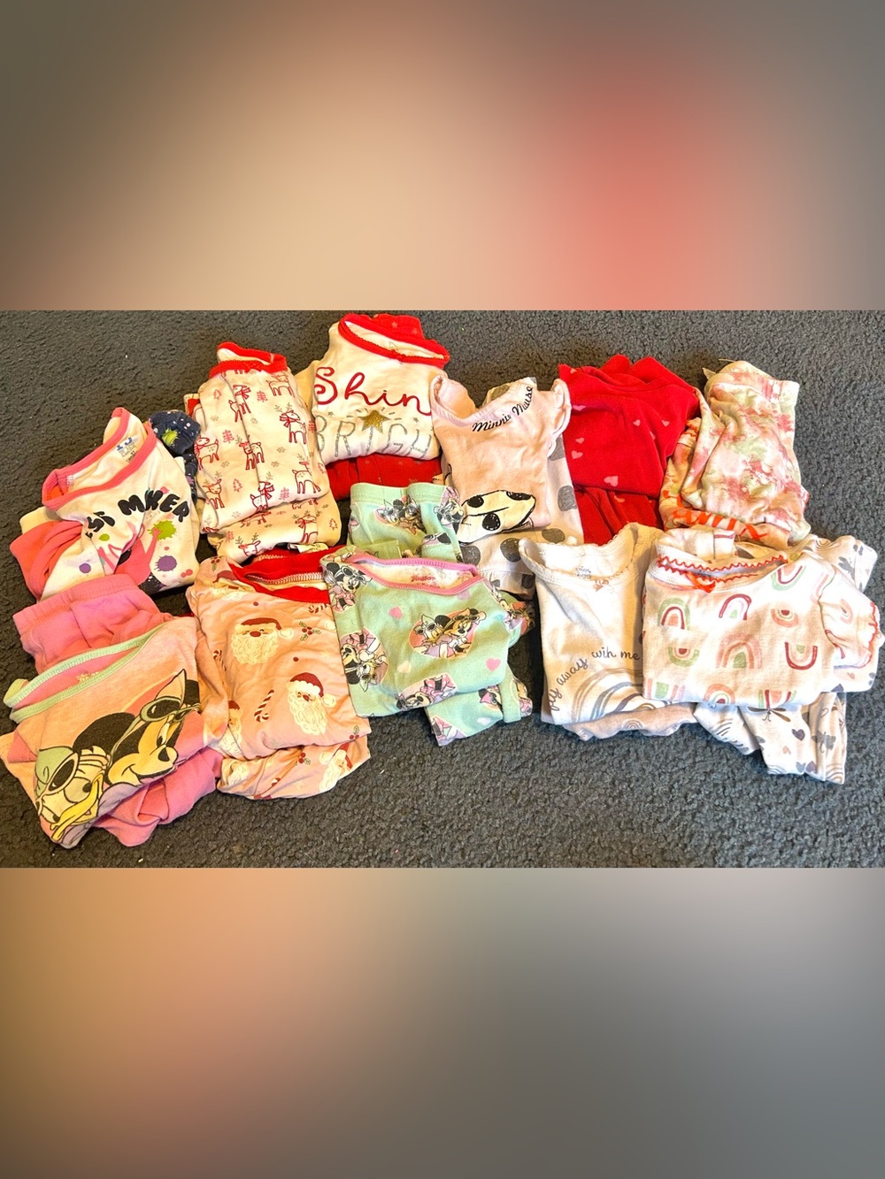 Toddler girl 3T pajamas set bundle lot different brands carters, mudpie, Disney
